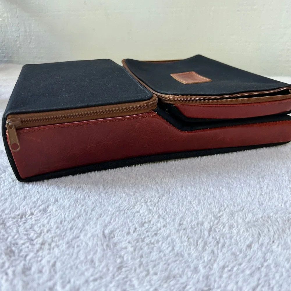 Stuffed Shirt Travel Organizer Set Black Canvas Leather Trim Made in England